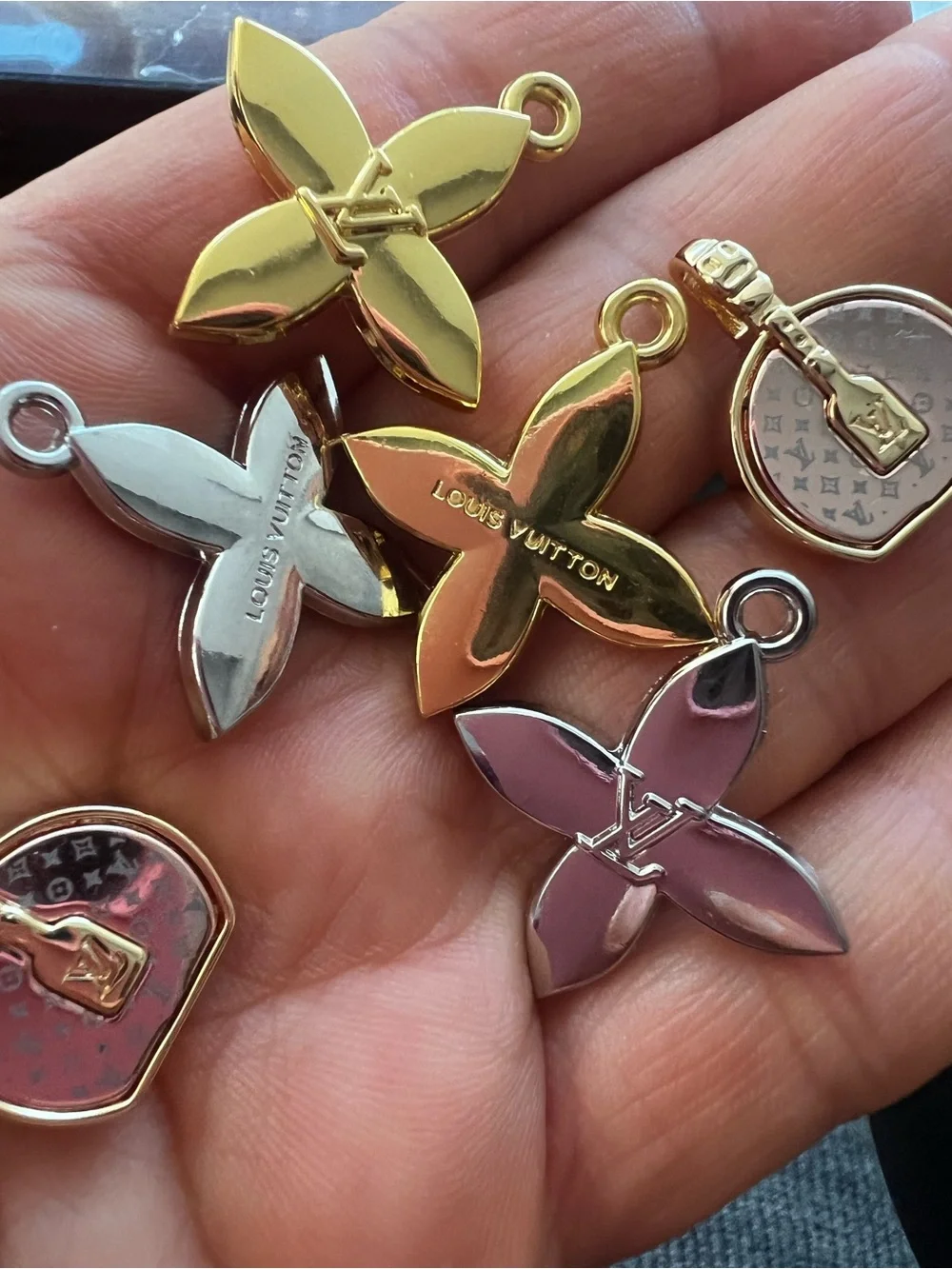 Unbranded Bundle lot of 4 Gold and Silver Monogram Flower Charms Necklace